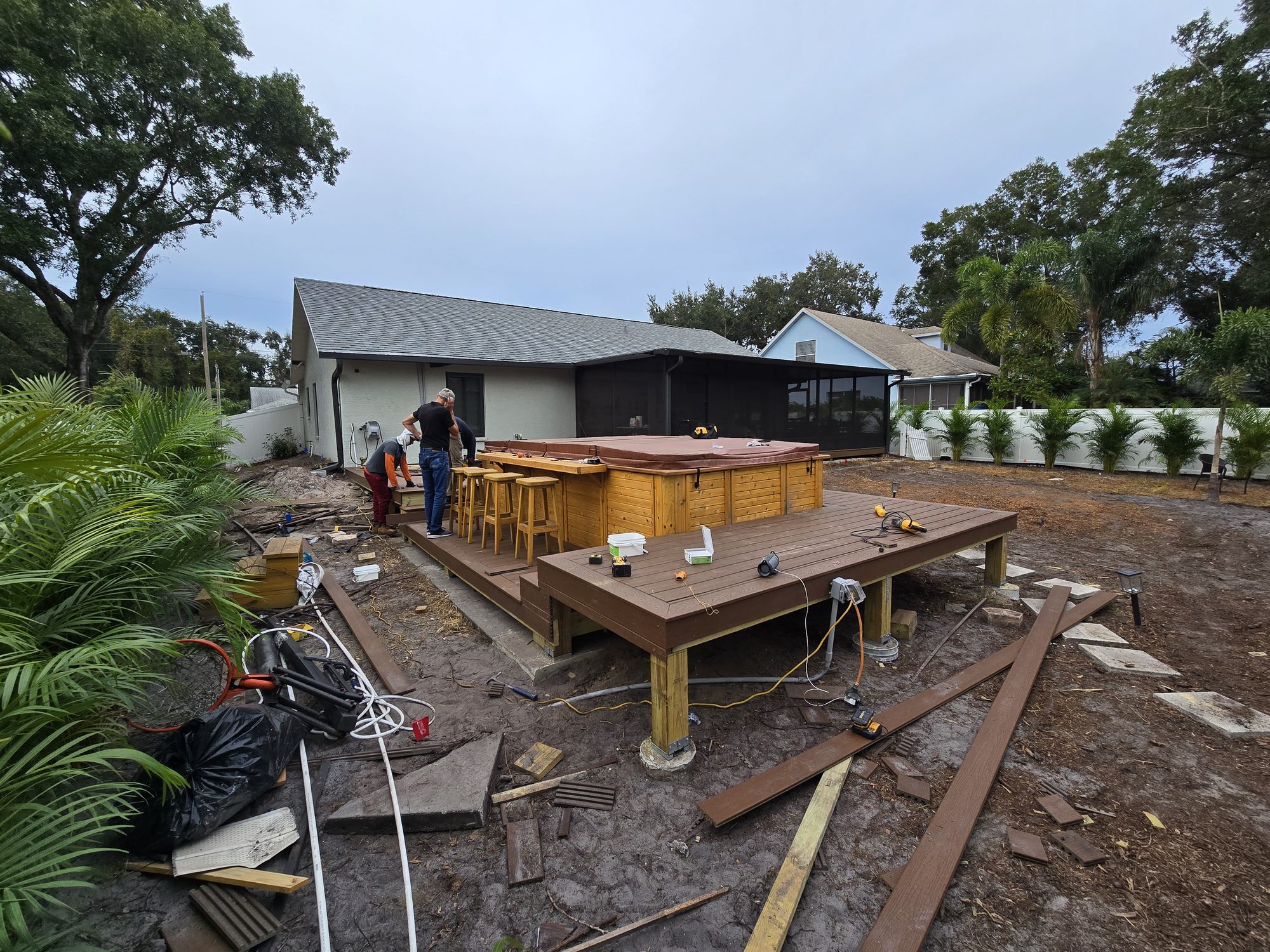 Composite decking installed