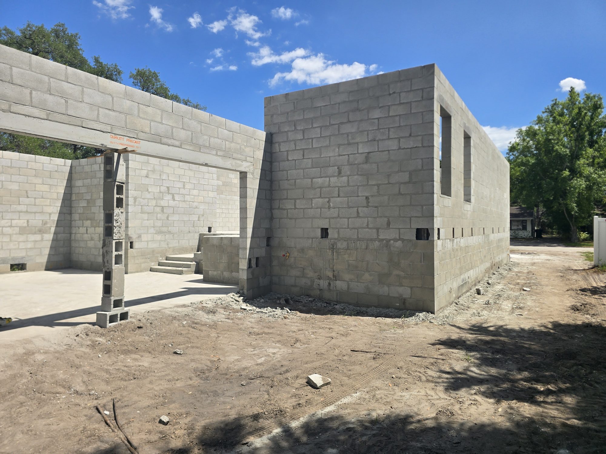Site prep with block staged